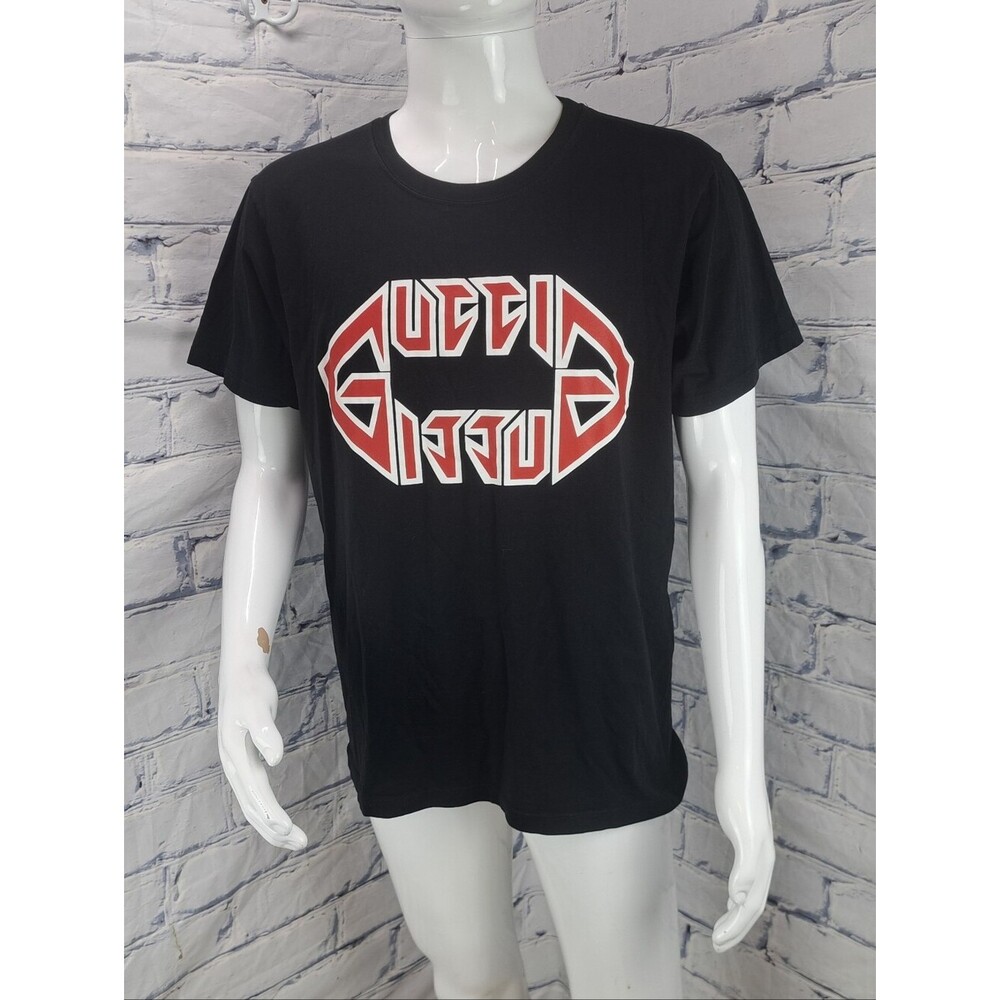 Gucci Men's Tshirt Tee Flipped Metal Logo Jersey Cotton Italy Size Large